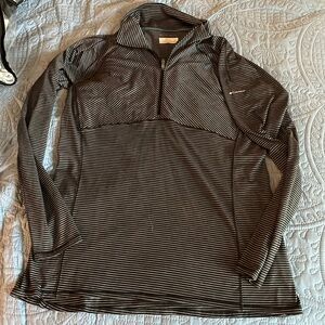 Columbia Women’s 3/4 zip Omniwick Long Sleeve Gray and Black Stripe Pullover